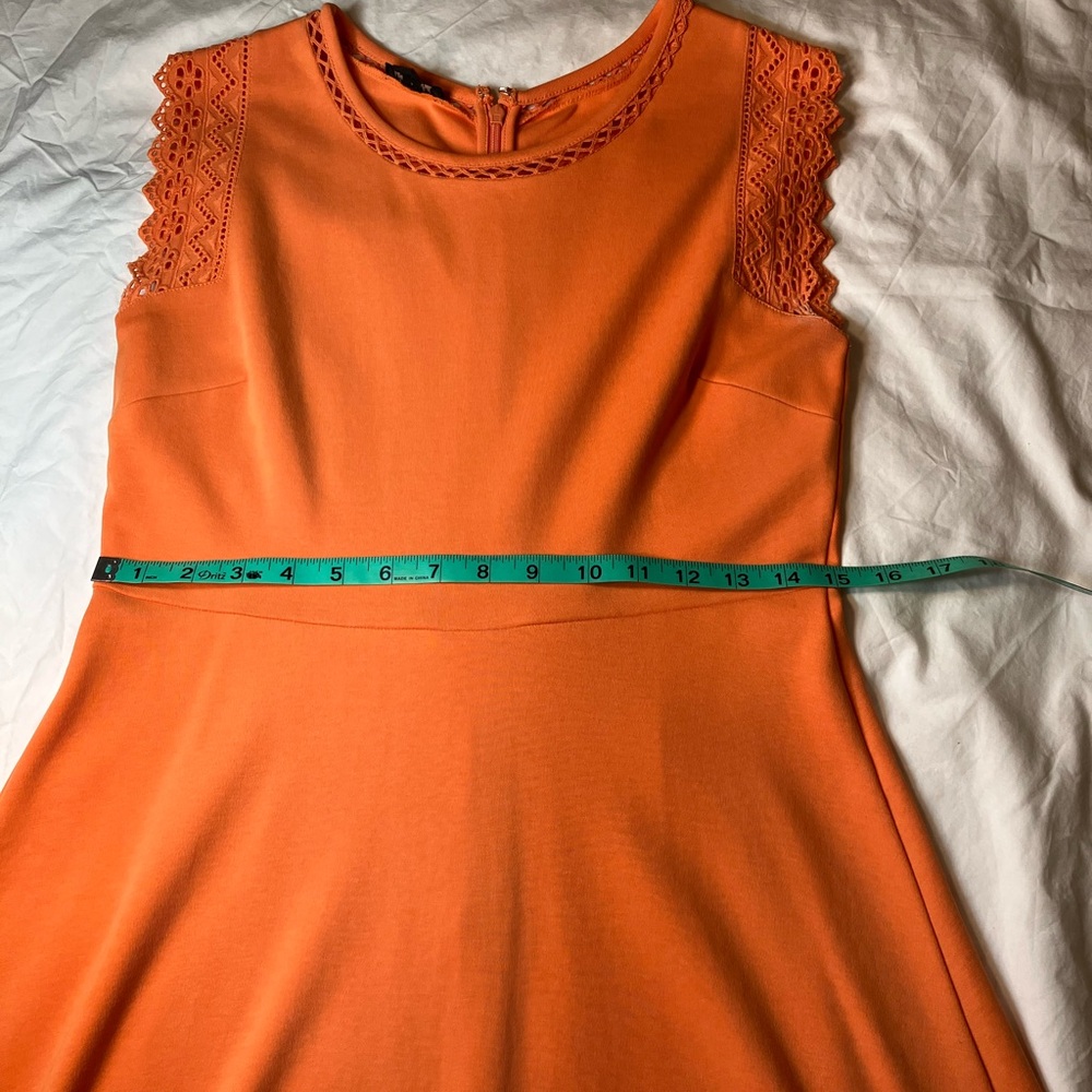 PRICE DROP! Talbots fun orange dress with cute detailed cap sleeves, size SP - Picture 7 of 9